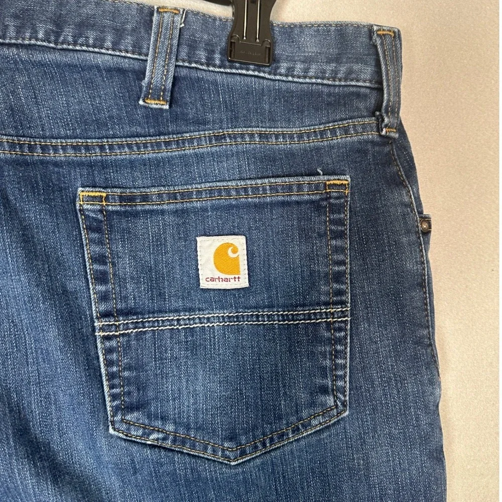 Carhartt Jeans Mens 36X32 Blue Relaxed Fit Straight Distressed Dark Wash Denim